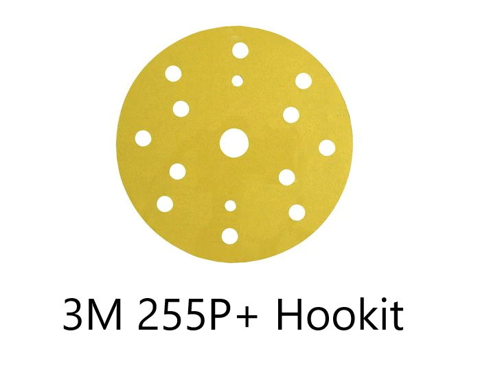 3M Hookit 255P + Disques abrasifs Or 150 mm 15 trous Tous grains